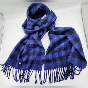 Tommy Hilfiger Unisex Shire Buffalo Check Wool Blend Navy And Black Long Scarf